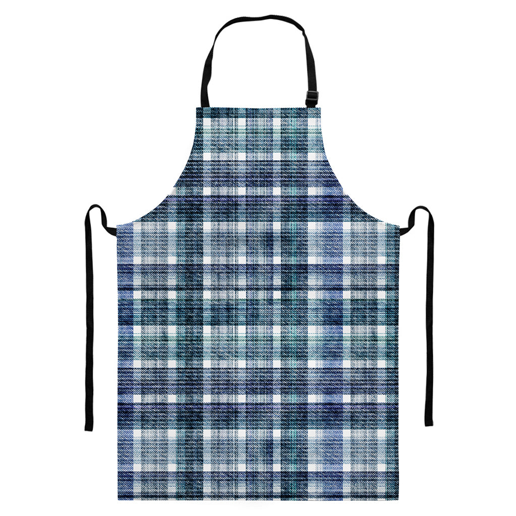Plaid Denim Jeans Pattern Print Bib Apron With Pocket