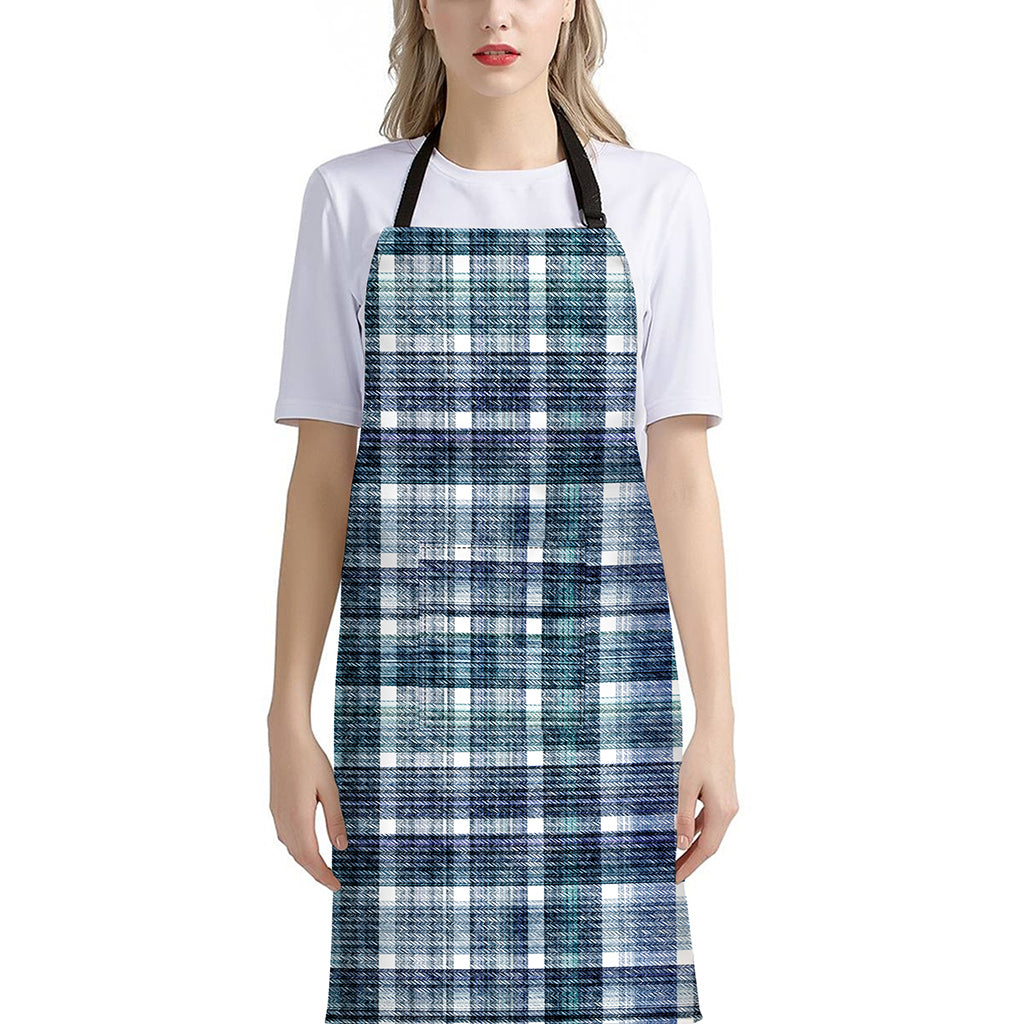Plaid Denim Jeans Pattern Print Bib Apron With Pocket