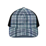 Plaid Denim Jeans Pattern Print Black Mesh Trucker Cap