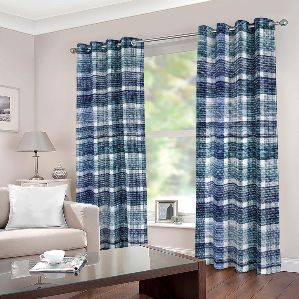 Plaid Denim Jeans Pattern Print Blackout Grommet Curtains