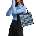 Plaid Denim Jeans Pattern Print Canvas Tote Bag