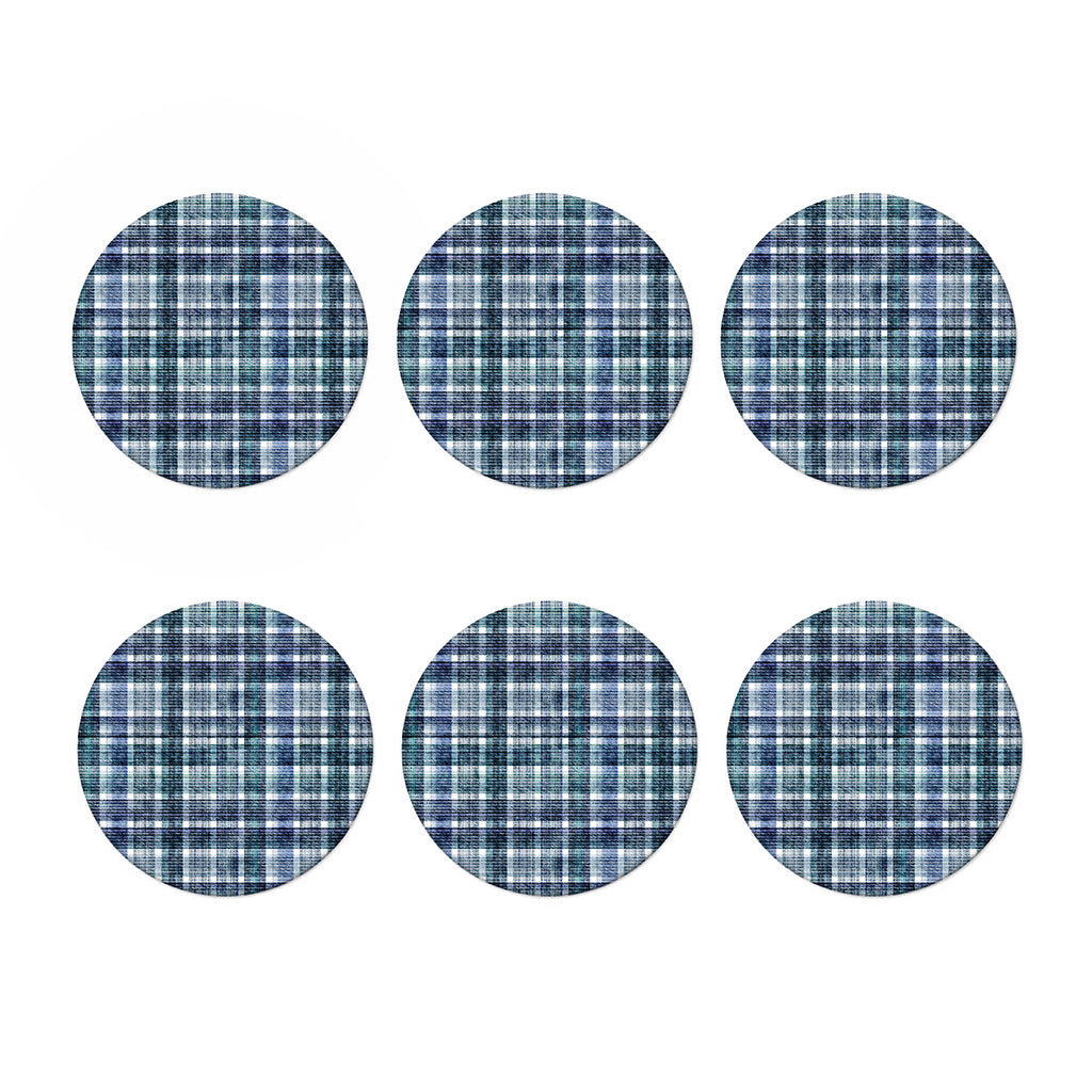 Plaid Denim Jeans Pattern Print Coaster Set