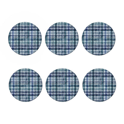 Plaid Denim Jeans Pattern Print Coaster Set