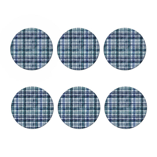 Plaid Denim Jeans Pattern Print Coaster Set