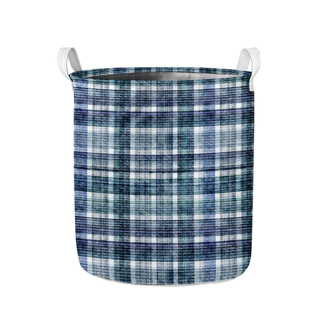 Plaid Denim Jeans Pattern Print Collapsible Laundry Basket
