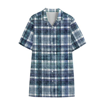 Plaid Denim Jeans Pattern Print Cotton Hawaiian Shirt