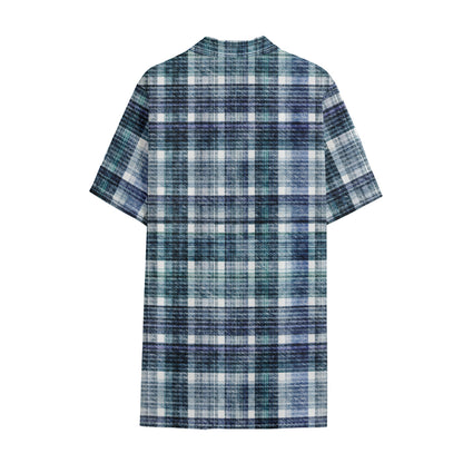 Plaid Denim Jeans Pattern Print Cotton Hawaiian Shirt