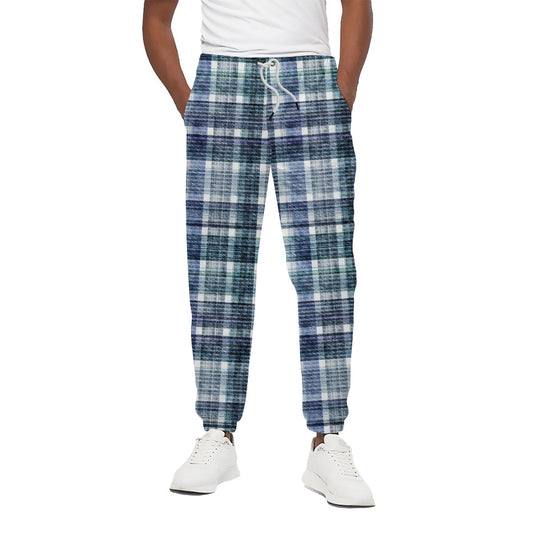 Plaid Denim Jeans Pattern Print Cotton Pants