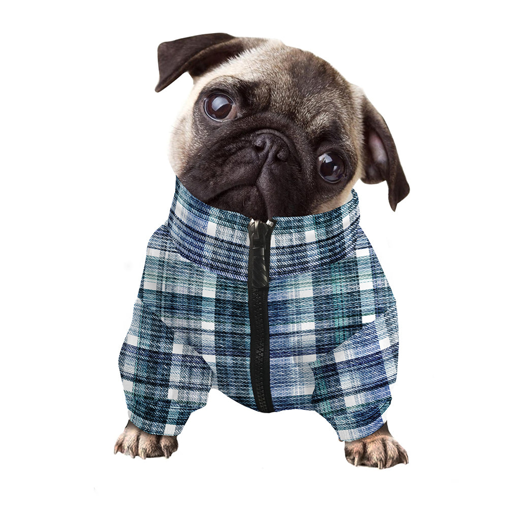 Plaid Denim Jeans Pattern Print Dog Zip Up Jacket