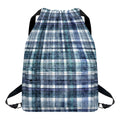 Plaid Denim Jeans Pattern Print Drawstring Backpack