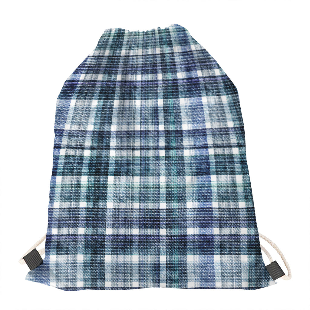 Plaid Denim Jeans Pattern Print Drawstring Bag