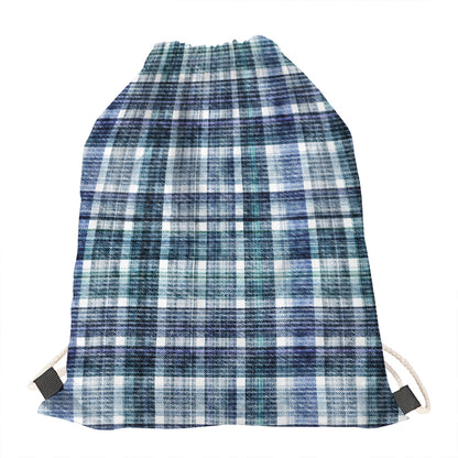 Plaid Denim Jeans Pattern Print Drawstring Bag