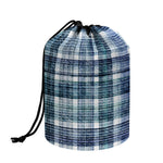 Plaid Denim Jeans Pattern Print Drawstring Makeup Bag