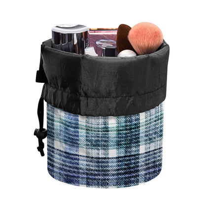 Plaid Denim Jeans Pattern Print Drawstring Makeup Bag