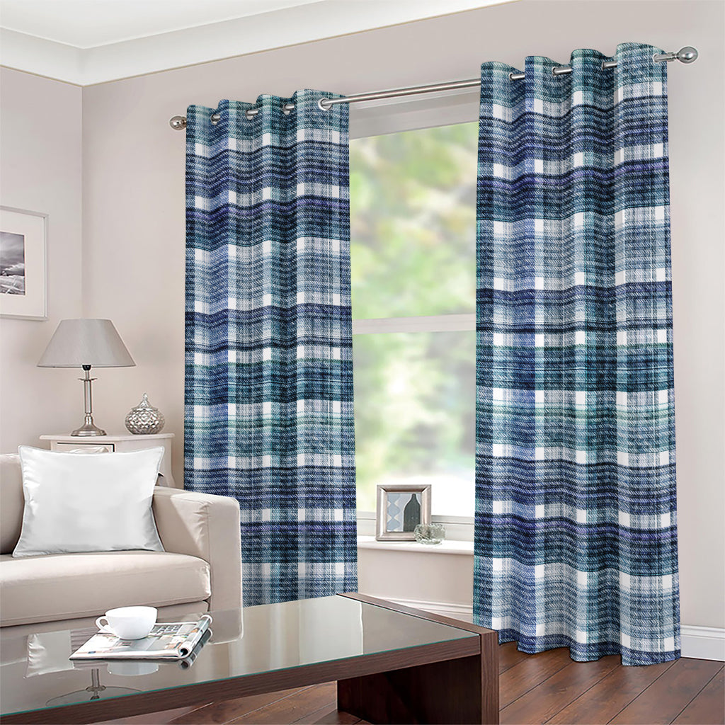 Plaid Denim Jeans Pattern Print Extra Wide Grommet Curtains