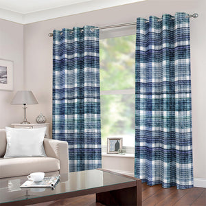 Plaid Denim Jeans Pattern Print Extra Wide Grommet Curtains