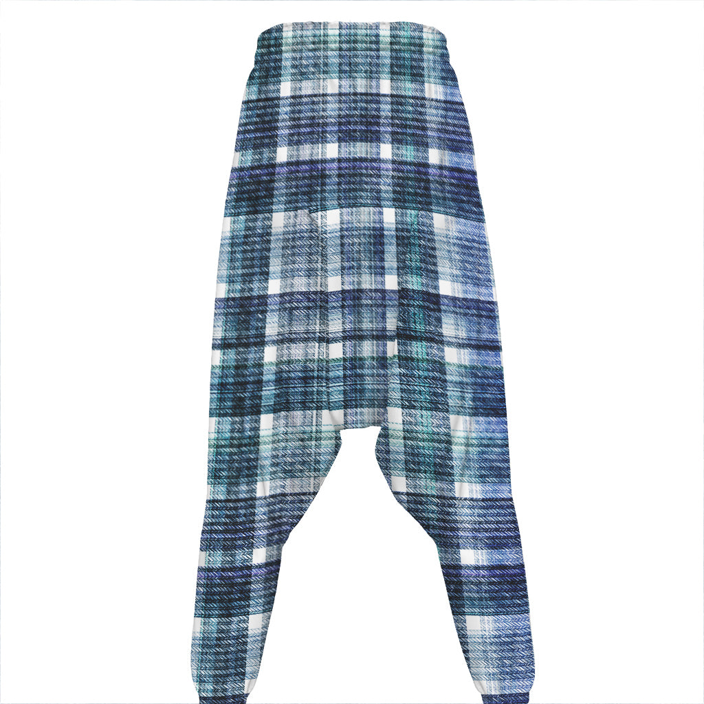 Plaid Denim Jeans Pattern Print Hammer Pants
