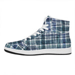 Plaid Denim Jeans Pattern Print High Top Leather Sneakers