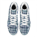 Plaid Denim Jeans Pattern Print High Top Leather Sneakers