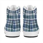 Plaid Denim Jeans Pattern Print High Top Leather Sneakers