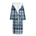 Plaid Denim Jeans Pattern Print Hooded Bathrobe