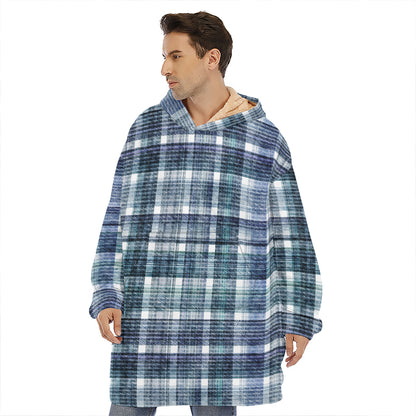 Plaid Denim Jeans Pattern Print Hoodie Blanket