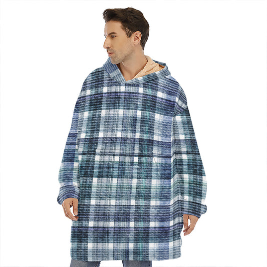 Plaid Denim Jeans Pattern Print Hoodie Blanket