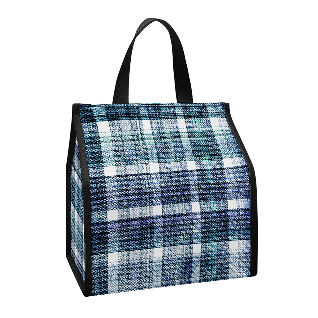 Plaid Denim Jeans Pattern Print Insulated Lunch Tote