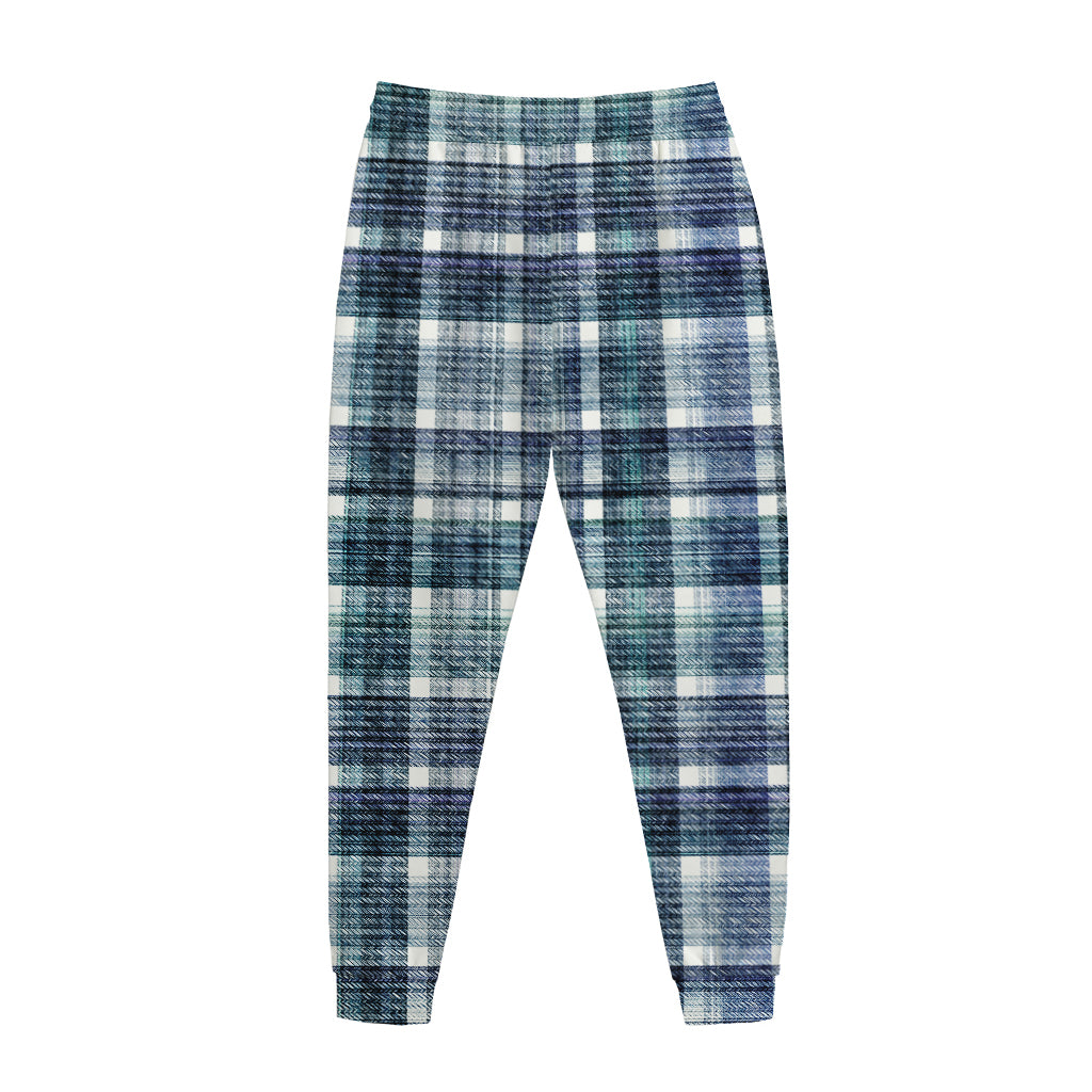 Plaid Denim Jeans Pattern Print Jogger Pants