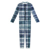 Plaid Denim Jeans Pattern Print Jumpsuit