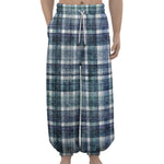 Plaid Denim Jeans Pattern Print Lantern Pants