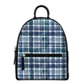 Plaid Denim Jeans Pattern Print Leather Backpack