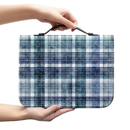 Plaid Denim Jeans Pattern Print Leather Bible Cover
