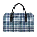 Plaid Denim Jeans Pattern Print Leather Duffel Bag