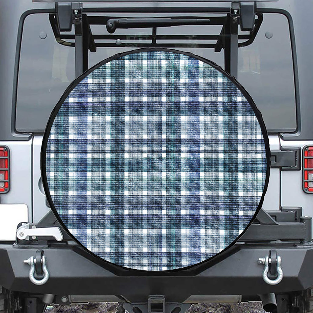 Plaid Denim Jeans Pattern Print Leather Spare Tire Cover