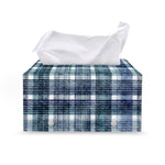 Plaid Denim Jeans Pattern Print Leather Tissue Box Cover