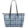 Plaid Denim Jeans Pattern Print Leather Tote Bag With Zipper