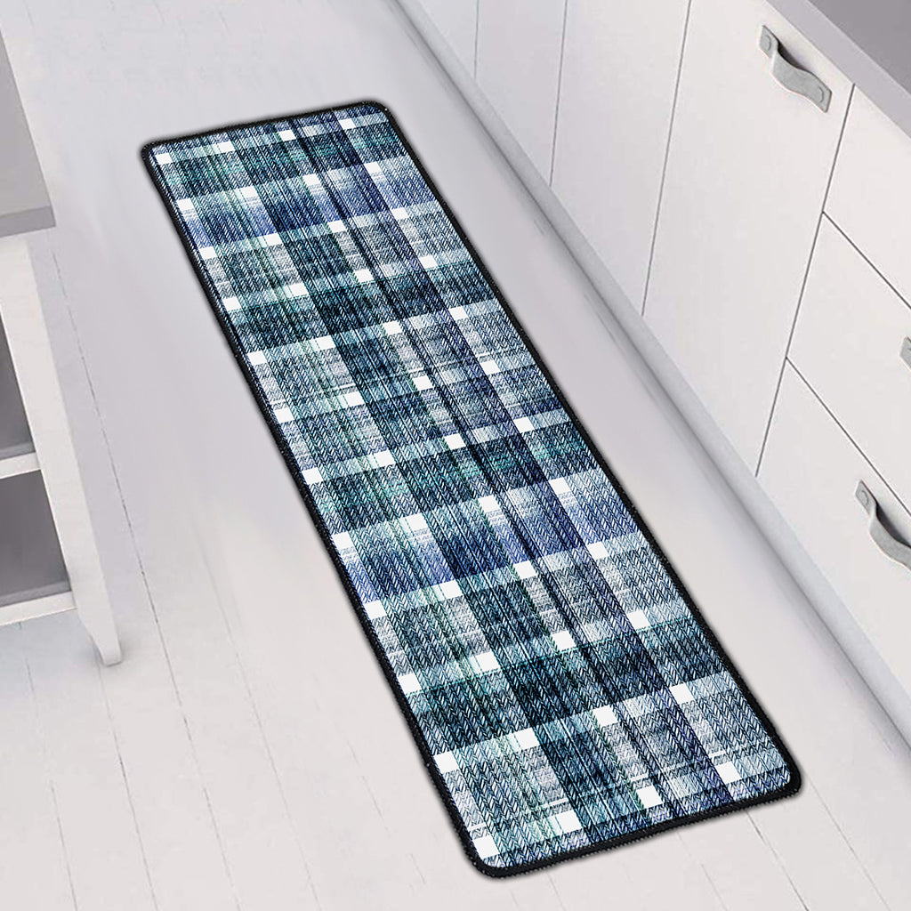 Plaid Denim Jeans Pattern Print Long Kitchen Mat
