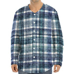 Plaid Denim Jeans Pattern Print Long Sleeve Baseball Jersey