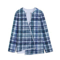 Plaid Denim Jeans Pattern Print Long Sleeve Short Coat