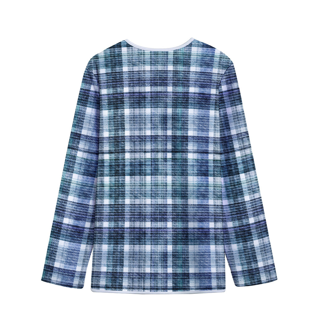 Plaid Denim Jeans Pattern Print Long Sleeve Short Coat