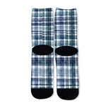 Plaid Denim Jeans Pattern Print Long Socks