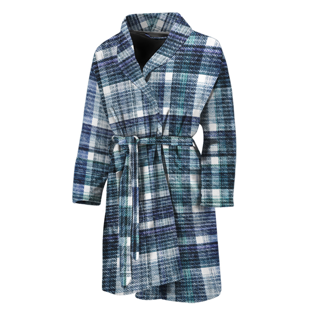Plaid Denim Jeans Pattern Print Men's Bathrobe
