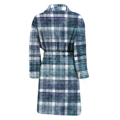 Plaid Denim Jeans Pattern Print Men's Bathrobe