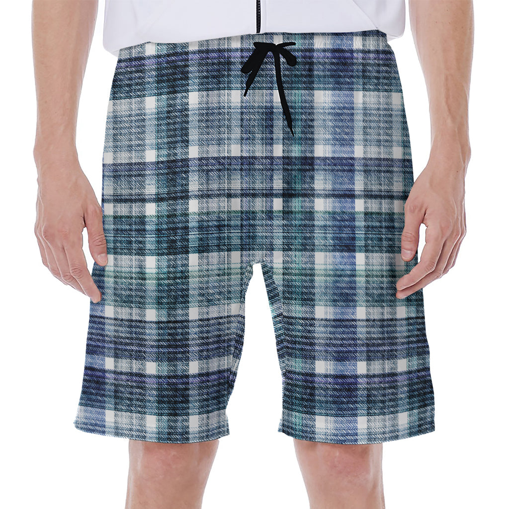Plaid Denim Jeans Pattern Print Men's Beach Shorts