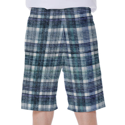 Plaid Denim Jeans Pattern Print Men's Beach Shorts