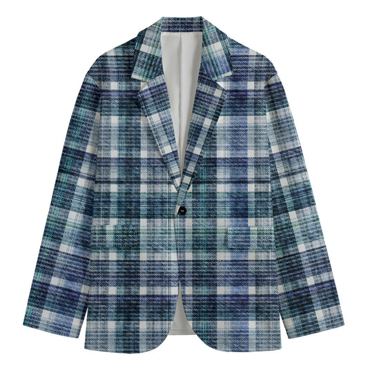 Plaid Denim Jeans Pattern Print Men's Blazer