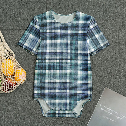 Plaid Denim Jeans Pattern Print Men's Bodysuit