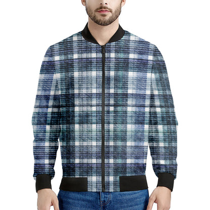Plaid Denim Jeans Pattern Print Men's Bomber Jacket