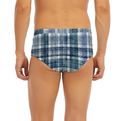 Plaid Denim Jeans Pattern Print Men's Briefs